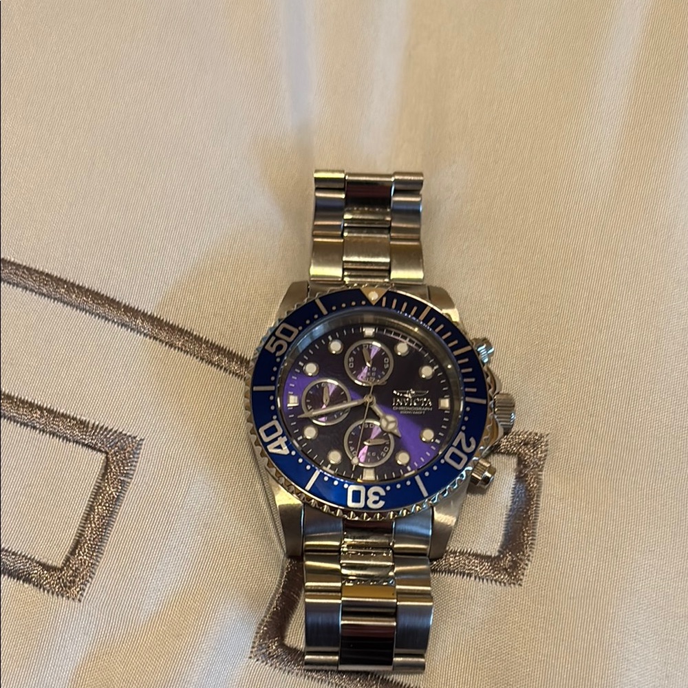 Invicta Silver and Blue Watch